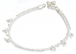 Valentine Gifts for Her Ankle Chain Pairs Handcrafted Foot Jewelry in Silver 10.25 inches