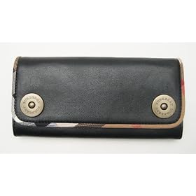 Buy Burberry Black Leather Continental Wallet with Signature Check Fabric Trim by var goTwisterProductImageStrings = new Object();goTwisterProductImageStrings['prodImageNotAvailTextNoColor'] = 