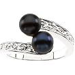 14K White Gold Akoya Cultured White or Black Pearl Ring - 6.00mm