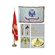 Army 4ft x 6ft Indoor Flag telescoping Flagpole Base and Tassel