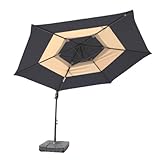 UPC 817768010574 product image for ATLeisure Offset 2-Tone Umbrella with Base, 10-Feet, Navy Blue and Tan | upcitemdb.com