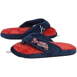 MLB Atlanta Braves Navy Blue-Red Plush Unisex Thong Slippers (Small)