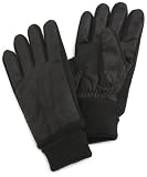 Isotoner Mens Isotoner Brushed Microfiber Sandwich Glove,Black,One Size