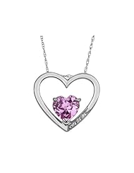 Created Pink Sapphire Heart Pendant Necklace With Diamonds 1/2 Carat (ctw) in Sterling Silver with Chain