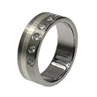 Titanium Rings with pure silver inlay and 6 cubic zirconia - Sizes: 07-12/Width: 8mm