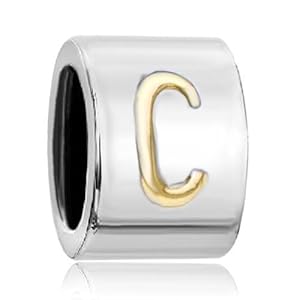 Pugster Gold Plated Letter C European Alphabet Beads Fits Pandora Chamilia Biagi Charm Bracelet