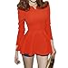 Allegra K Women Long Sleeve Zip Back Fitted Peplum Top Blouses