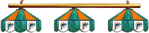 Miami Dolphins Pool Table Light - Stained Glass Shades