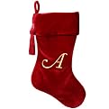 Velvet Monogrammed Stocking - Red (20")