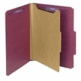 Smead Classification File Folders with SafeSHIELD Fasteners - Letter Size - 2 5 Right Of Center Tab - 1 Divider - Red - 10 Per Box (13775)