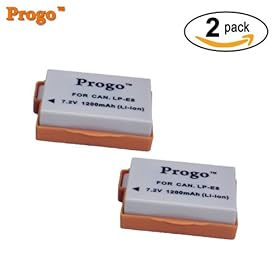2 Progo Replacement Batteries For Canon LP-E8 LPE8 For The Canon Rebel T3i T2i 550D Digital Camera.