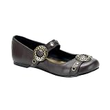 Brown Mary Jane Ballet Flats Steampunk Gothic Style Buckles