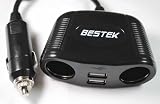 BESTEK Car 4 Way Cigarette Socket Adapter 150W Power Adapter 2 USB MRS152-12