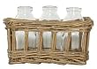 Hand Woven Grey Brown Willow Basket with 3 Glass 4oz Bottles 7"L x 3.5"W x 4"H Set / 2