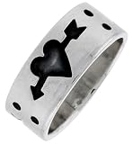 5/16 (8 mm) Sterling Silver Hand Made Heart with Arrow Ring
