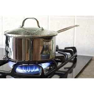 A Stainless Steel Pot on a Gas Stove - 24"W x 16"H - Peel and Stick Wall Decal by Wallmonkeys