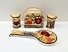 ACK Tuscany European Fruit Ceramic Hand Painted Table/Stove Top Set of 4PCS, Pepper and Salt Shakers, Napkin Holder and Spoon Rest, Kitchen Décor