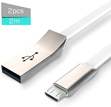 Phone Charger Cable Powervoll Mivro USB Charging Cord Sync Wire 2pcs 6ft for Samsung, HTC, LP, BlackBerry, Sony and more (White)