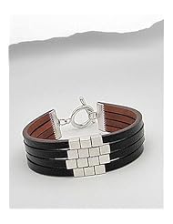 Saddle Brown Leather Bracelet In White Base