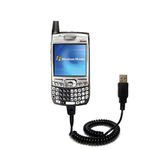 Coiled USB Cable for the Sprint Palm Treo 700wx with Power Hot Sync and Charge capabilities - uses Gomadic TipExchange Technology