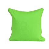 Homescapes - 100% Cotton Plain Green Filled Cushion - 45 x 45 cm Square - 18 x 18 Inches - Bright Lime Green - 100% Cotton Cover Well Filled Pad - Washableby Homescapes