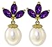 14k Gold Dangling Earrings with Genuine Pearls title=