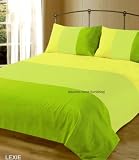 DOUBLE BED SIZE LIME GREEN PLAIN DUVET COVER SET BEDDING BEDLINEN