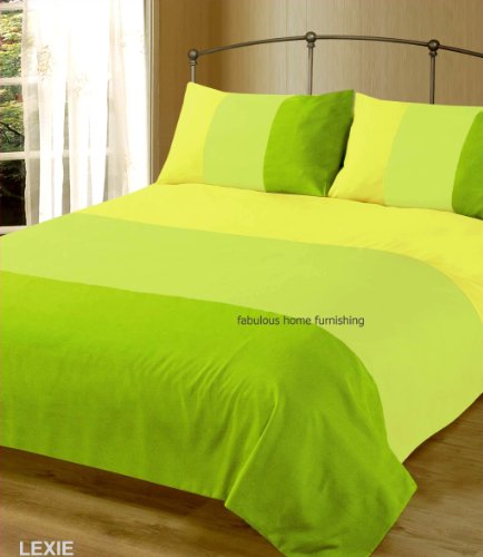 DOUBLE BED SIZE LIME GREEN PLAIN DUVET COVER SET BEDDING BEDLINEN