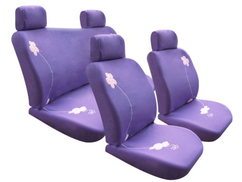 Holiday Season- FREE upgrade any shipping service to PRIORITY MAIL (only takes about 2-3days.) BLOOM UNIVERISAL SEAT COVER FULL SET PURPLE