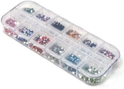 SODIAL(R) 3000 Nail Art Gems Mixed Colours Shapes in Case (Size 2mm)