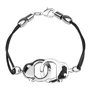Steel Handcuffs Black Cord Bracelet - Cuffs Work