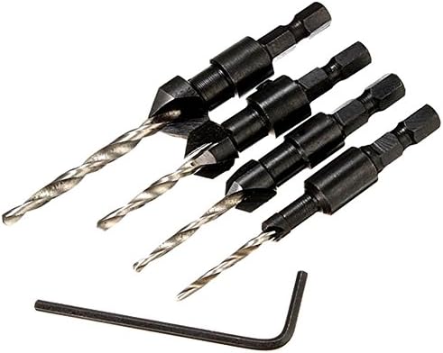 Viris Tote 4pcs Carpentry Countersink Drill Bit Set Woodworking + Hex Shank #6 #10 #13 #16