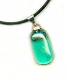 Baerreis - Lustrous Fused Glass Pendant - Hand Wrought Copper Wire - 17 inch cord