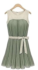 Chiffon Goddess Colorblocking Above the Knee Mini Dress 