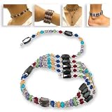 Bella Diverso Multi Crystal Magnetic Hematite 33 Beaded Strand Necklace Brac...