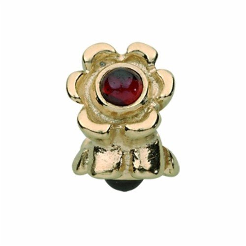 Pandora Damen-Bead  14 Karat (585) Gelbgold Bl&uuml;te mit Granat KASI 75343GR Preisvergleich
