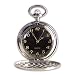 Custom Men's Watches - Silver Pocket Watch w/ Black Face & Custom Engraving Included