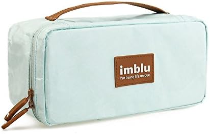 Imblu Portable Travel Organizer Tyvek Underwear Lingeries Bra Pouch Bag with Handle (Cyan)