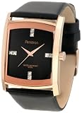 Armitron Men's 20/4604BKRGBK Swarovski Crystal Accented Rosegold-Tone Black Leather Strap Watch