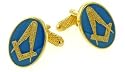 Gold plated masonic cufflinks with blue enamel with presentation box