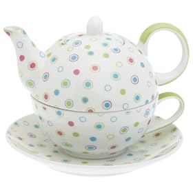 Yedi Houseware Classic Coffee and Tea Candies Tea for One with Saucer, Polka Dots