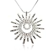 Silver and Crystal Sunburst Charm Pendant Necklace Fashion Jewelry