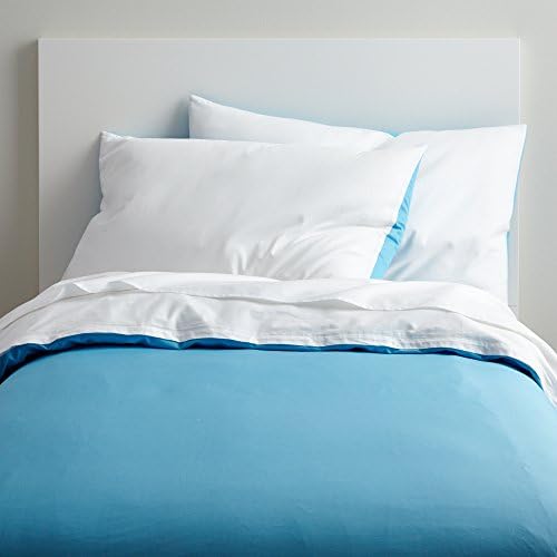 White/Light Blue Twin XL Duvet Cover + Sheet Set
