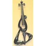 Full Size 4/4 Electric Violin with Headphones, Case, Accessories - Black (Includes eLessons, Free Mini Rubber Guitar & Pick)