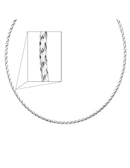 14K White Gold 3mm Sparkle Omega Necklace with Lobster Claw Clasp - 17" Inches