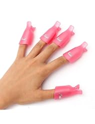 Beauty: 10PC Plastic Acrylic Nail Art Soak Off Cap Clip UV Gel Polish Remover Wrap Tool Rose Red - AHAOMG