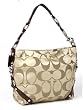 Coach 24CM Signature Chain Side Sateen Carly Hobo Handbag 15250 Khaki Mahogany