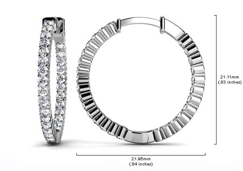 14k/18k White & Yellow Gold, Single Row Inside Out Diamond Hoop Earring Small, 1.58 ct. (Color: GH, Clarity: SI1)