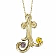 14K Yellow Gold Mother's Pendant - 2 Gemstone -- YOU CHOOSE THE COLORS!