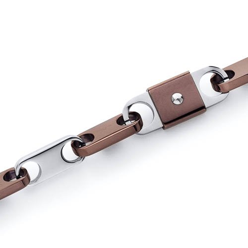 Stainless Steel Metallic Coffee Tone Mens Bracelet
